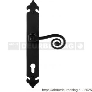 GPF Bouwbeslag Smeedijzer GPF6200.60R PC92 Kera deurkruk gatdeel op langschild 291x41x4 mm PC92 rechtswijzend smeedijzer zwart - R21009424 - afbeelding 1