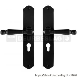 GPF Bouwbeslag Smeedijzer GPF6210.60 PC55 Mela deurkruk op schild 238x41x4 mm PC55 smeedijzer zwart - R21009439 - afbeelding 1
