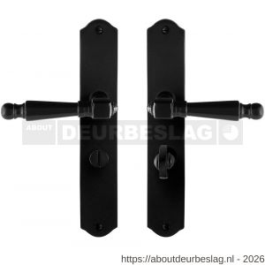 GPF Bouwbeslag Smeedijzer GPF6210.60 WC57/5 Mela deurkruk op schild 238x41x4 mm WC57/5 smeedijzer zwart - R21009444 - afbeelding 1