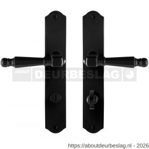 GPF Bouwbeslag Smeedijzer GPF6210.60 WC72/8 Mela deurkruk op schild 238x41x4 mm WC72/8 smeedijzer zwart - R21009446 - afbeelding 1