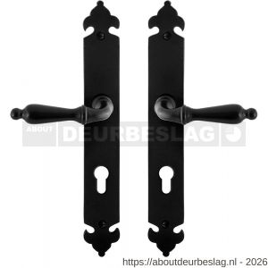 GPF Bouwbeslag Smeedijzer GPF6215.60 PC72 Muki deurkruk op langschild 291x41x4 mm smeedijzer zwart - R21009451 - afbeelding 1