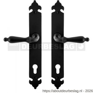 GPF Bouwbeslag Smeedijzer GPF6215.60 PC92 Muki deurkruk op langschild 291x41x4 mm smeedijzer zwart - R21009453 - afbeelding 1