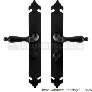 GPF Bouwbeslag Smeedijzer GPF6215.60 WC55/8 Muki deurkruk op langschild 291x41x4 mm smeedijzer zwart - R21009454 - afbeelding 1