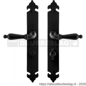 GPF Bouwbeslag Smeedijzer GPF6215.60 WC63/8 Muki deurkruk op langschild 291x41x4 mm smeedijzer zwart - R21009456 - afbeelding 1