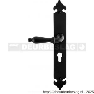 GPF Bouwbeslag Smeedijzer GPF6215.60L/R PC55 Muki deurkruk gatdeel op langschild 291x41x4 mm links-rechtswijzend smeedijzer zwart - R21010387 - afbeelding 1