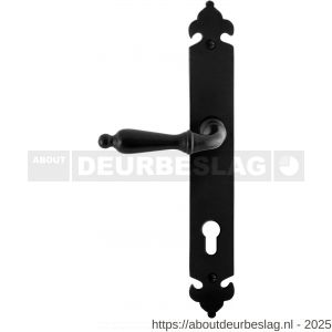 GPF Bouwbeslag Smeedijzer GPF6215.60L/R PC85 Muki deurkruk gatdeel op langschild 291x41x4 mm links-rechtswijzend smeedijzer zwart - R21010389 - afbeelding 1
