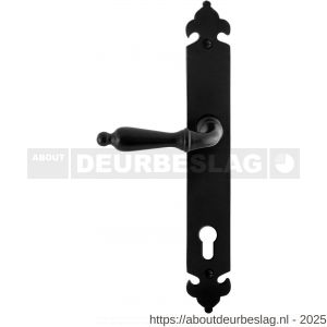 GPF Bouwbeslag Smeedijzer GPF6215.60L/R PC92 Muki deurkruk gatdeel op langschild 291x41x4 mm links-rechtswijzend smeedijzer zwart - R21010390 - afbeelding 1