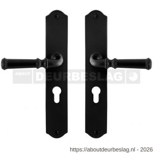 GPF Bouwbeslag Smeedijzer GPF6220.60 PC55 Meri deurkruk op schild 238x41x4 mm PC55 smeedijzer zwart - R21009461 - afbeelding 1