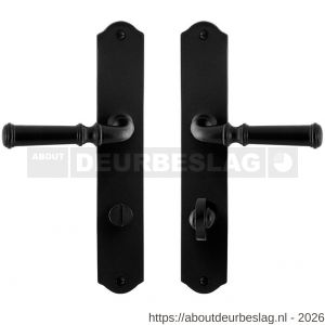 GPF Bouwbeslag Smeedijzer GPF6220.60 WC72/8 Meri deurkruk op schild 238x41x4 mm WC72/8 smeedijzer zwart - R21009468 - afbeelding 1