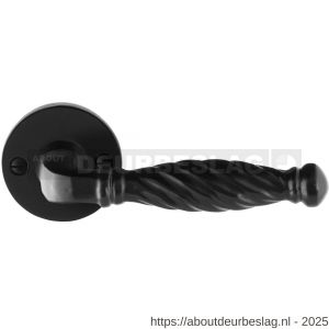 GPF Bouwbeslag Smeedijzer GPF6225.60-00 Tuli deurkruk op rond rozet 53x5 mm smeedijzer zwart - R21009012 - afbeelding 1