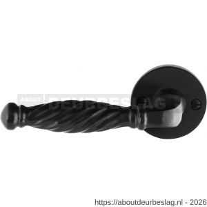 GPF Bouwbeslag Smeedijzer GPF6225.60-00L/R Tuli deurkruk gatdeel op rond rozet 53x5 mm links-rechtswijzend smeedijzer zwart - R21009591 - afbeelding 1