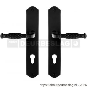 GPF Bouwbeslag Smeedijzer GPF6225.60 PC72 Tuli deurkruk op schild 238x41x4 mm smeedijzer zwart - R21009473 - afbeelding 1