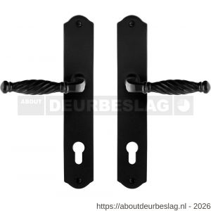 GPF Bouwbeslag Smeedijzer GPF6225.60 PC85 Tuli deurkruk op schild 238x41x4 mm smeedijzer zwart - R21009474 - afbeelding 1