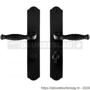 GPF Bouwbeslag Smeedijzer GPF6225.60 WC63/8 Tuli deurkruk op schild 238x41x4 mm smeedijzer zwart - R21009478 - afbeelding 1