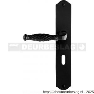 GPF Bouwbeslag Smeedijzer GPF6225.60L/R BB56 Tuli ideurkruk gatdeel op schild 238x41x4 mm links-rechtswijzend smeedijzer zwart - R21010398 - afbeelding 1