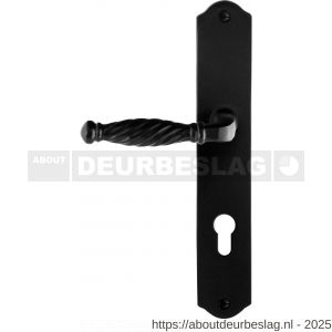 GPF Bouwbeslag Smeedijzer GPF6225.60L/R PC72 Tuli deurkruk gatdeel op schild 238x41x4 mm links-rechtswijzend smeedijzer zwart - R21010402 - afbeelding 1
