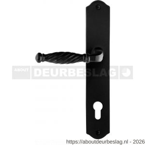 GPF Bouwbeslag Smeedijzer GPF6225.60L/R PC85 Tuli deurkruk gatdeel op schild 238x41x4 mm links-rechtswijzend smeedijzer zwart - R21010403 - afbeelding 1