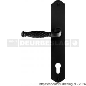 GPF Bouwbeslag Smeedijzer GPF6225.60L/R PC92 Tuli deurkruk gatdeel op schild 238x41x4 mm links-rechtswijzend smeedijzer zwart - R21010404 - afbeelding 1