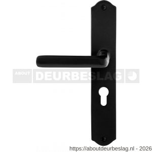 GPF Bouwbeslag Smeedijzer GPF6235.60L/R PC55 Ilo deurkruk gatdeel op schild 238x41x4 mm links-rechtswijzend smeedijzer zwart - R21010415 - afbeelding 1