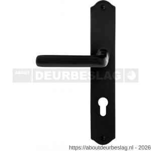GPF Bouwbeslag Smeedijzer GPF6235.60L/R PC72 Ilo deurkruk gatdeel op schild 238x41x4 mm links-rechtswijzend smeedijzer zwart - R21010416 - afbeelding 1