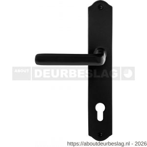 GPF Bouwbeslag Smeedijzer GPF6235.60L/R PC85 Ilo deurkruk gatdeel op schild 238x41x4 mm links-rechtswijzend smeedijzer zwart - R21010417 - afbeelding 1