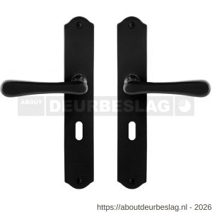GPF Bouwbeslag Smeedijzer GPF6240.60 BB56 Paju deurkruk op schild 238x41x4 mm BB56 smeedijzer zwart - R21009502 - afbeelding 1