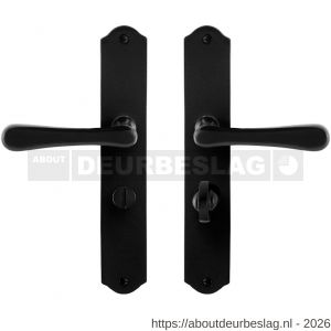 GPF Bouwbeslag Smeedijzer GPF6240.60 WC57/5 Paju deurkruk op schild 238x41x4 mm WC57/5 smeedijzer zwart - R21009510 - afbeelding 1