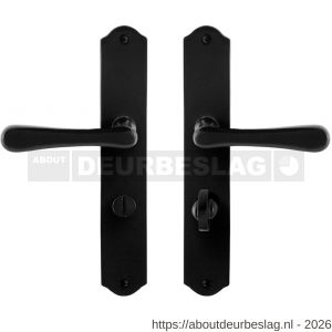 GPF Bouwbeslag Smeedijzer GPF6240.60 WC63/8 Paju deurkruk op schild 238x41x4 mm WC63/8 smeedijzer zwart - R21009511 - afbeelding 1