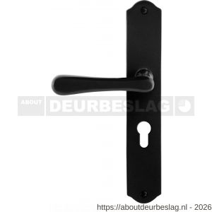 GPF Bouwbeslag Smeedijzer GPF6240.60L/R PC55 Paju deurkruk gatdeel op schild 238x41x4 mm PC55 links-rechtswijzend smeedijzer zwart - R21010422 - afbeelding 1