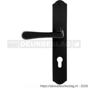 GPF Bouwbeslag Smeedijzer GPF6240.60L/R PC72 Paju deurkruk gatdeel op schild 238x41x4 mm PC72 links-rechtswijzend smeedijzer zwart - R21010423 - afbeelding 1