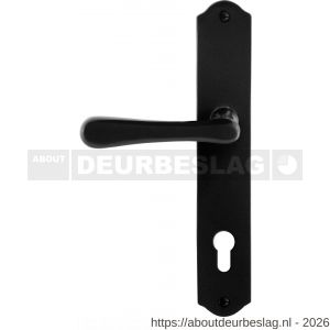 GPF Bouwbeslag Smeedijzer GPF6240.60L/R PC85 Paju deurkruk gatdeel op schild 238x41x4 mm PC85 links-rechtswijzend smeedijzer zwart - R21010424 - afbeelding 1