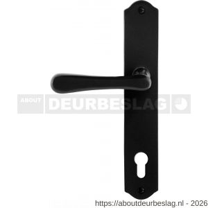 GPF Bouwbeslag Smeedijzer GPF6240.60L/R PC92 Paju deurkruk gatdeel op schild 238x41x4 mm PC92 links-rechtswijzend smeedijzer zwart - R21010425 - afbeelding 1