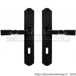 GPF Bouwbeslag Smeedijzer GPF6245.60 BB72 Nokka deurkruk op schild 238x41x4 mm smeedijzer zwart - R21009514 - afbeelding 1