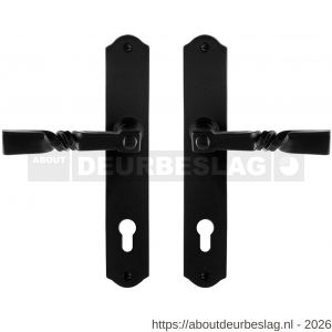 GPF Bouwbeslag Smeedijzer GPF6245.60 PC85 Nokka deurkruk op schild 238x41x4 mm smeedijzer zwart - R21009518 - afbeelding 1