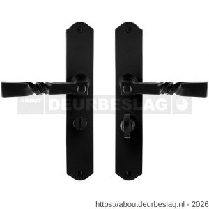 GPF Bouwbeslag Smeedijzer GPF6245.60 WC57/5 Nokka deurkruk op schild 238x41x4 mm smeedijzer zwart - R21009521 - afbeelding 1