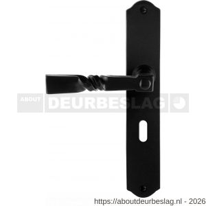 GPF Bouwbeslag Smeedijzer GPF6245.60L/R BB56 Nokka deurkruk gatdeel op schild 238x41x4 mm links-rechtswijzend smeedijzer zwart - R21010427 - afbeelding 1