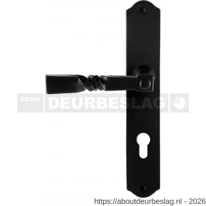 GPF Bouwbeslag Smeedijzer GPF6245.60L/R PC72 Nokka deurkruk gatdeel op schild 238x41x4 mm links-rechtswijzend smeedijzer zwart - R21010431 - afbeelding 1