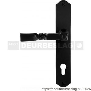 GPF Bouwbeslag Smeedijzer GPF6245 L/R PC85 Nokka deurkruk gatdeel op schild 238x41x4 mm links-rechtswijzend smeedijzer zwart - R21010426 - afbeelding 1