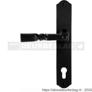 GPF Bouwbeslag Smeedijzer GPF6245.60L/R PC92 Nokka deurkruk gatdeel op schild 238x41x4 mm links-rechtswijzend smeedijzer zwart - R21010432 - afbeelding 1