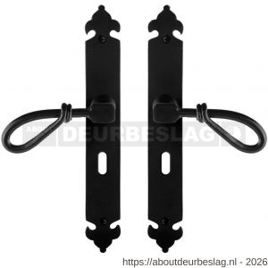 GPF Bouwbeslag Smeedijzer GPF6255.60 BB56 Sula deurkruk op langschild 291x41x4 mm smeedijzer zwart - R21009524 - afbeelding 1