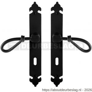GPF Bouwbeslag Smeedijzer GPF6255.60 BB72 Sula deurkruk op langschild 291x41x4 mm smeedijzer zwart - R21009525 - afbeelding 1