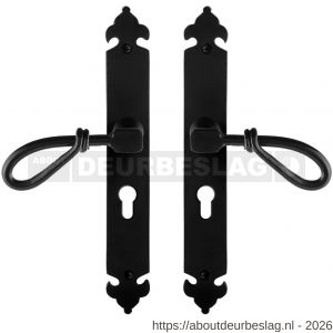 GPF Bouwbeslag Smeedijzer GPF6255.60 PC55 Sula deurkruk op langschild 291x41x4 mm smeedijzer zwart - R21009527 - afbeelding 1