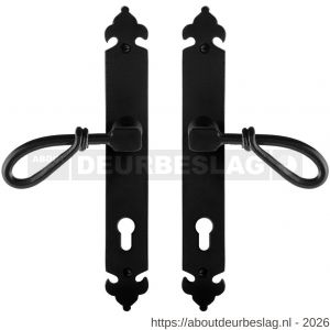 GPF Bouwbeslag Smeedijzer GPF6255.60 PC85 Sula deurkruk op langschild 291x41x4 mm smeedijzer zwart - R21009529 - afbeelding 1