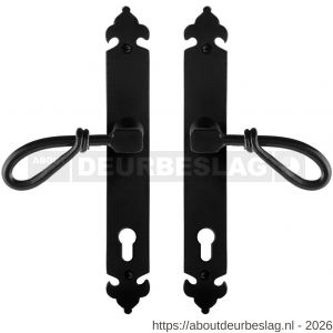 GPF Bouwbeslag Smeedijzer GPF6255.60 PC92 Sula deurkruk op langschild 291x41x4 mm smeedijzer zwart - R21009530 - afbeelding 1