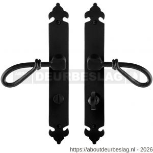 GPF Bouwbeslag Smeedijzer GPF6255.60 WC72/8 Sula deurkruk op langschild 291x41x4 mm smeedijzer zwart - R21009534 - afbeelding 1