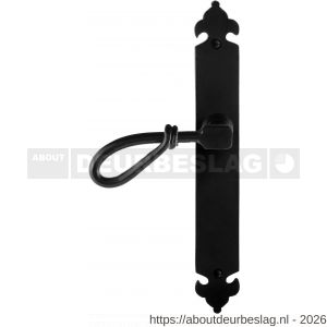GPF Bouwbeslag Smeedijzer GPF6255.60L blind Sula deurkruk gatdeel op langschild 291x41x4 mm linkswijzend smeedijzer zwart - R21009539 - afbeelding 1