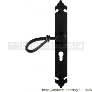 GPF Bouwbeslag Smeedijzer GPF6255.60L PC55 Sula deurkruk gatdeel op langschild 291x41x4 mm linkswijzend smeedijzer zwart - R21009541 - afbeelding 1