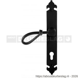 GPF Bouwbeslag Smeedijzer GPF6255.60L PC85 Sula deurkruk gatdeel op langschild 291x41x4 mm linkswijzend smeedijzer zwart - R21009545 - afbeelding 1