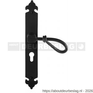 GPF Bouwbeslag Smeedijzer GPF6255.60R PC55 Sula deurkruk gatdeel op langschild 291x41x4 mm rechtswijzend smeedijzer zwart - R21009542 - afbeelding 1