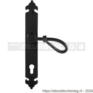 GPF Bouwbeslag Smeedijzer GPF6255.60R PC92 Sula deurkruk gatdeel op langschild 291x41x4 mm rechtswijzend smeedijzer zwart - R21009548 - afbeelding 1